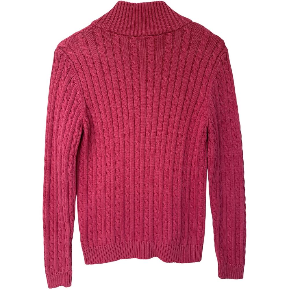 Lauren Ralph Lauren Sweater Womens Large Pink Cable Knit Full Zip Cotton - Picture 2 of 5